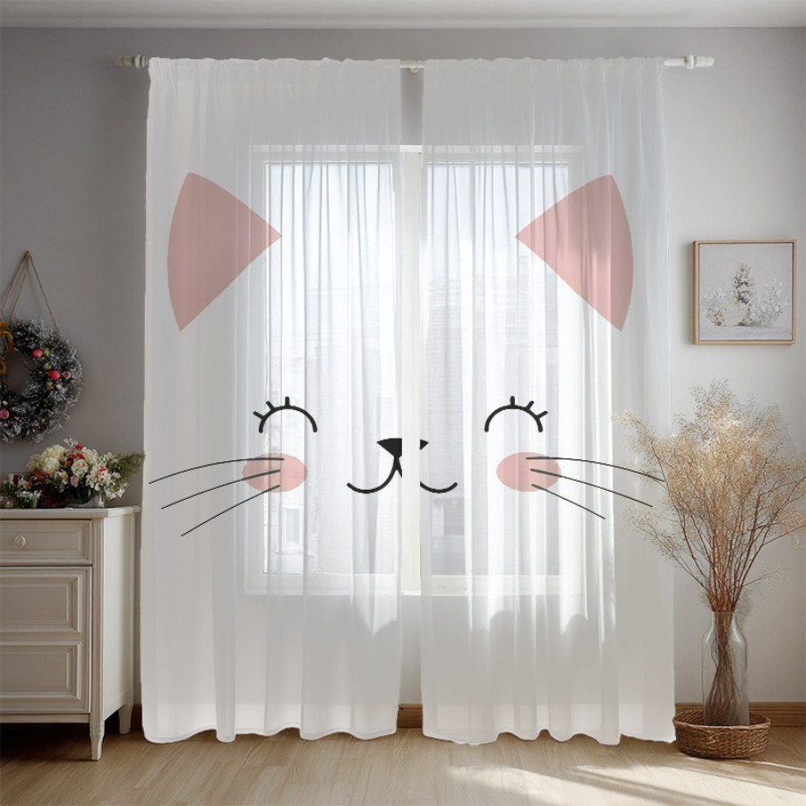 Home Office Rate - 2PCS Digital Print Sheer Curtain, Beautiful