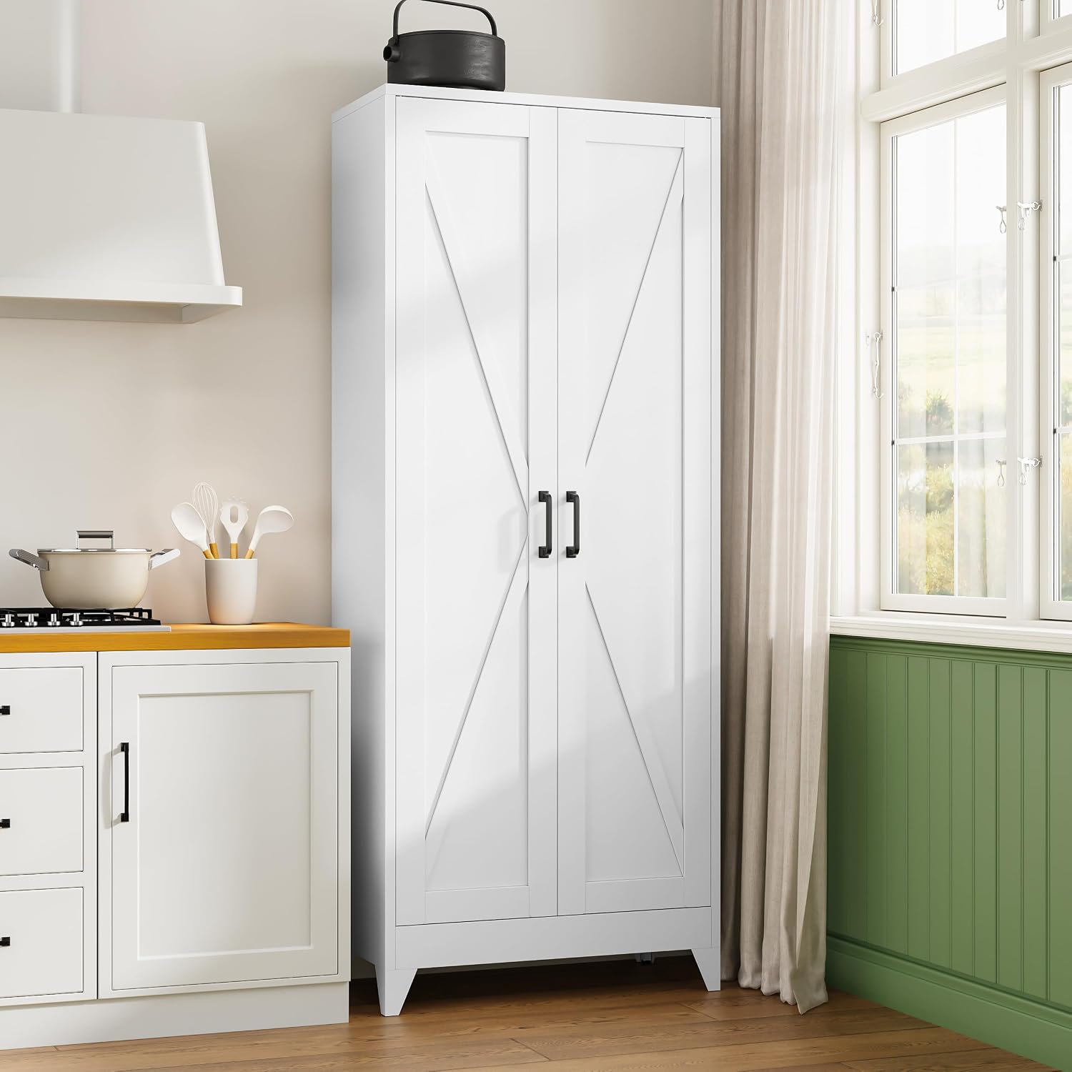Home Office For Two - Tall Metal Storage Cabinet, Freestanding Kitchen
