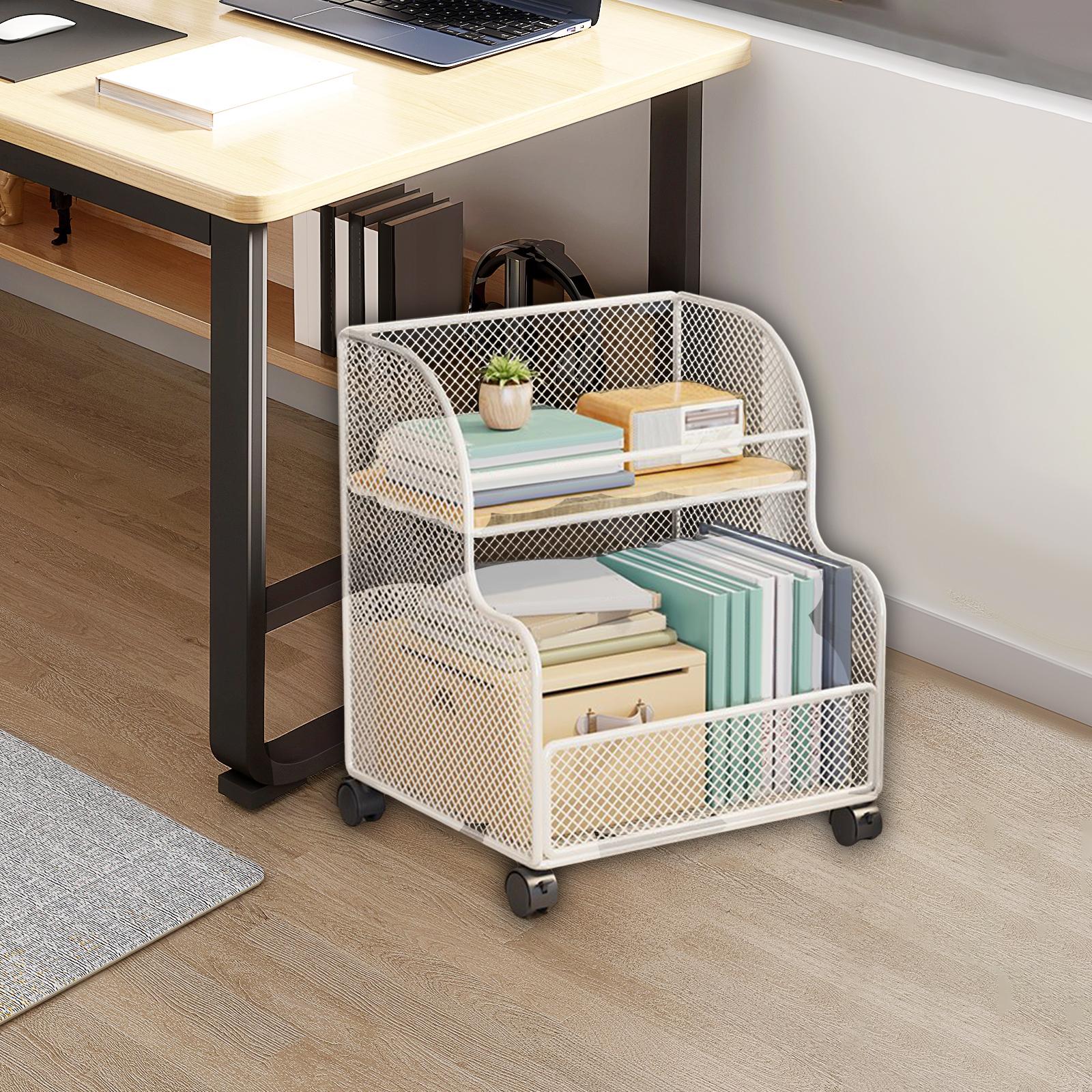 Rolling File Cart - Under Desk Storage Rack Multipurpose Trolley