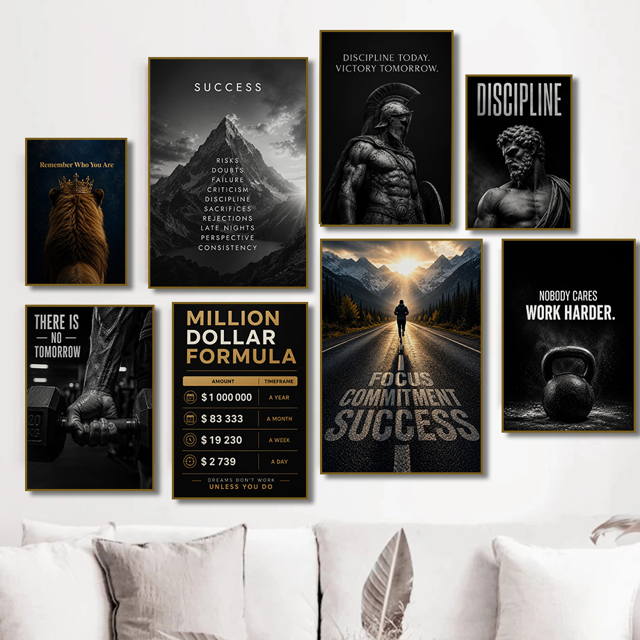 Home Office Room Inspiration - Modern Fitness Success Motivational Poster Work