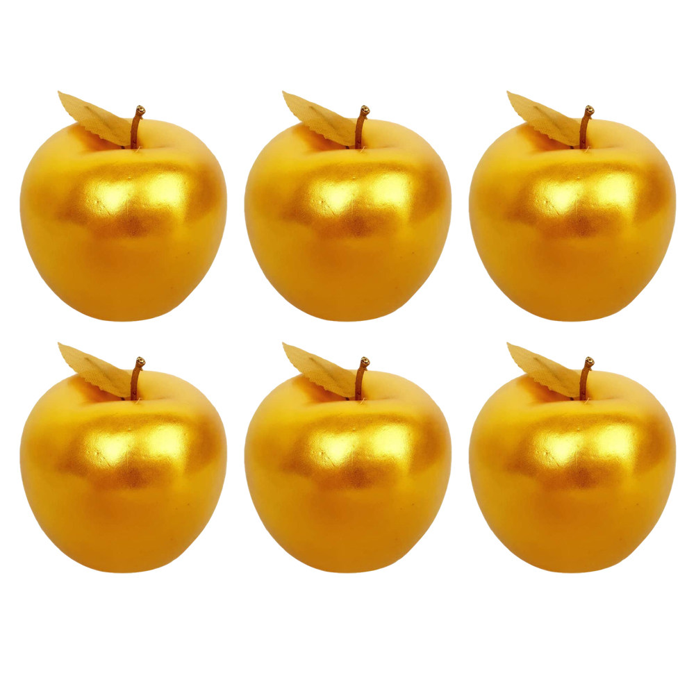 Home Office Simulator - 6Pcs Lifelike Golden Artificial Apples Fake
