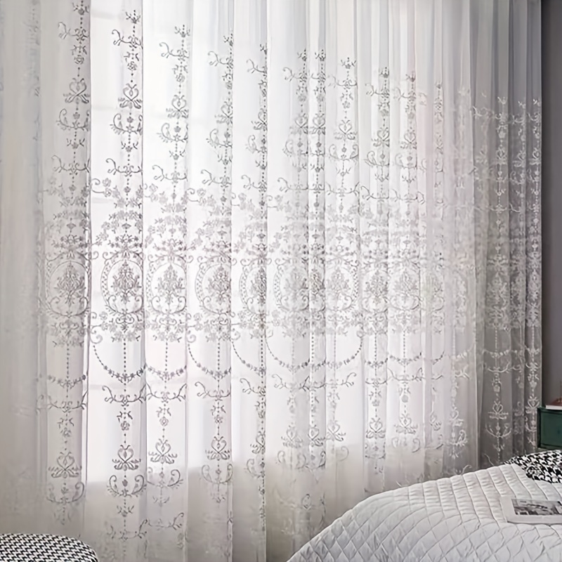 1pc White Embroidered Sheer Cu - đánh giá và giá Home Office Rate