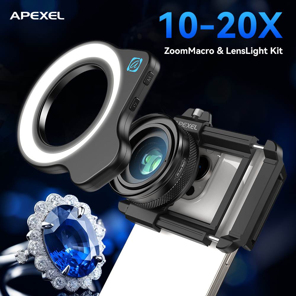 APEXEL 10-20X Adjustable Zoom  - đánh giá và giá Zoom Lighting Kit
