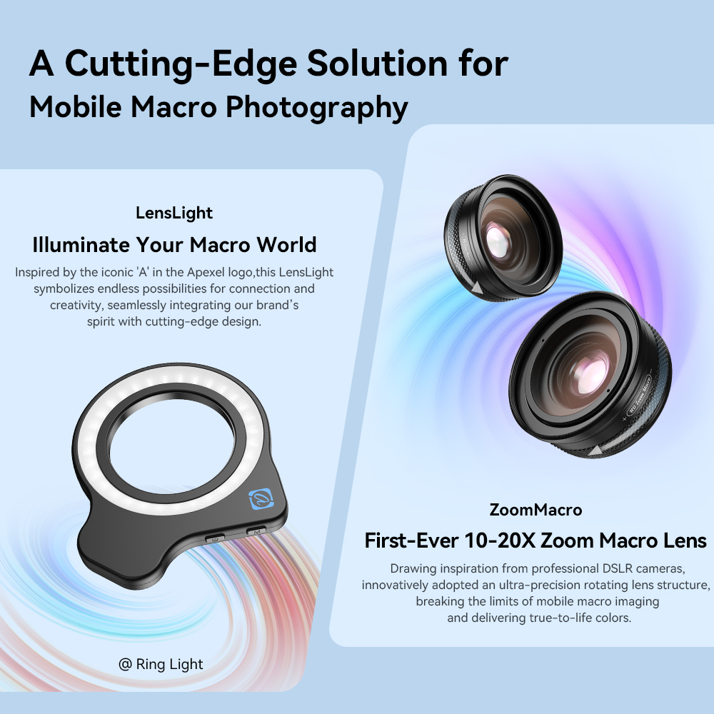 APEXEL 10-20X Adjustable Zoom  - đánh giá và giá Zoom Lighting Kit