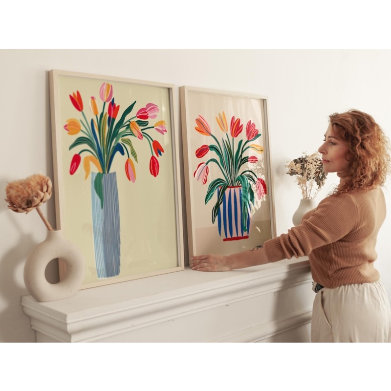 2pcs Tulip Flowers Canvas Wall - đánh giá và giá Home Office For Two