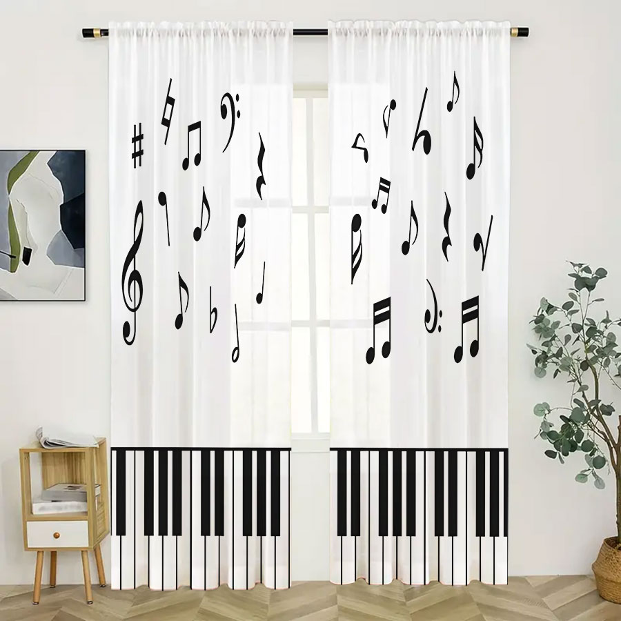 2PCS Digital Print Sheer Curta - đánh giá và giá Home Office Rate