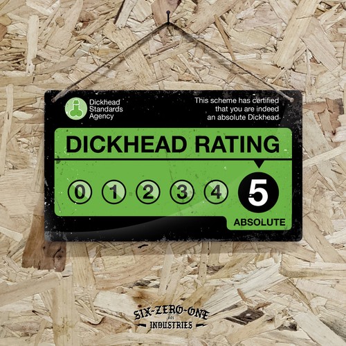 Dickhead Rating Metal Sign. Wo - đánh giá và giá Home Office Rate