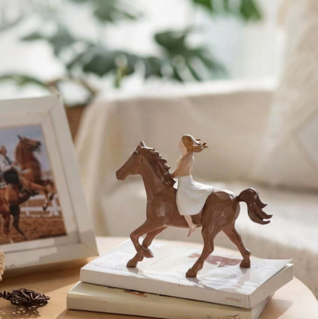 Wood Carving Style Girl Riding - đánh giá và giá Home Office Room Inspiration